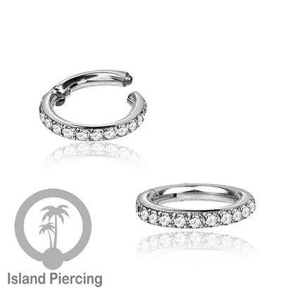 Stainless Steel Anting Clicker Septum Piercing Tragus Conch kristal zirconia warna silver