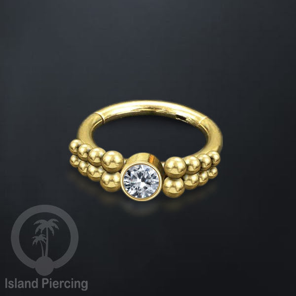 Segment Ring Piercing Stainless warna gold Septum Nose Piercing Anting Tindik Helix dengan batu