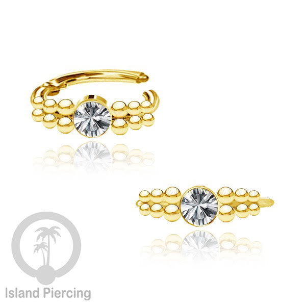 Segment Ring Piercing Stainless warna gold Septum Nose Piercing Anting Tindik Helix dengan batu