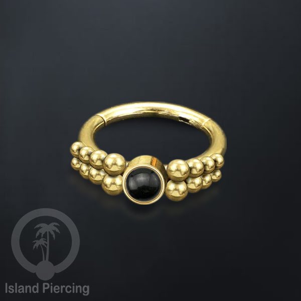 Segment Ring Piercing Stainless warna gold Septum Nose Piercing Anting Tindik Helix dengan batu