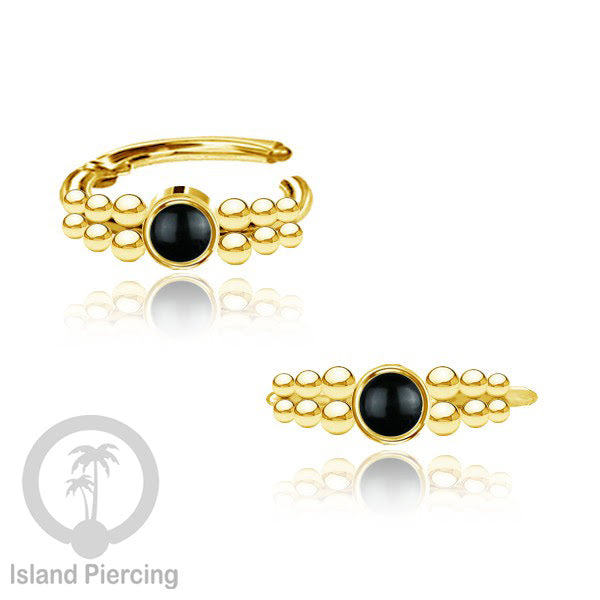 Segment Ring Piercing Stainless warna gold Septum Nose Piercing Anting Tindik Helix dengan batu
