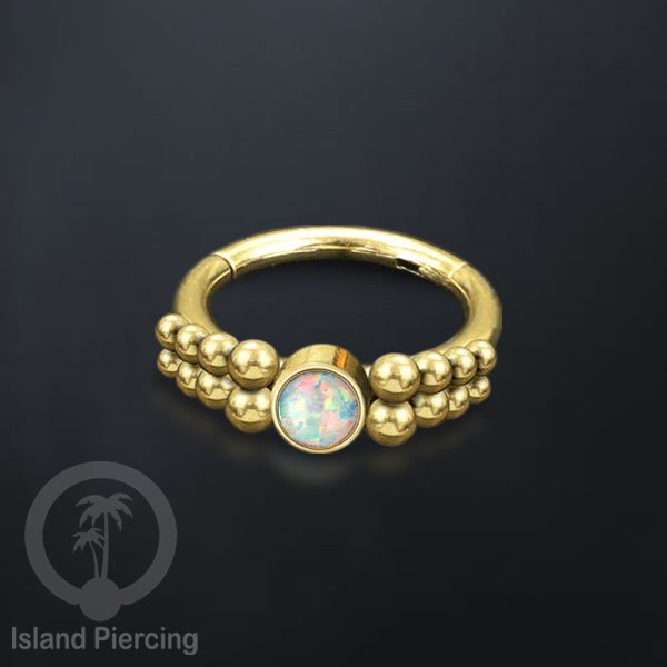 Segment Ring Piercing Stainless warna gold Septum Nose Piercing Anting Tindik Helix dengan batu