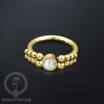 Segment Ring Piercing Stainless warna gold Septum Nose Piercing Anting Tindik Helix dengan batu