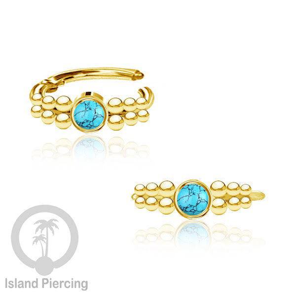 Segment Ring Piercing Stainless warna gold Septum Nose Piercing Anting Tindik Helix dengan batu