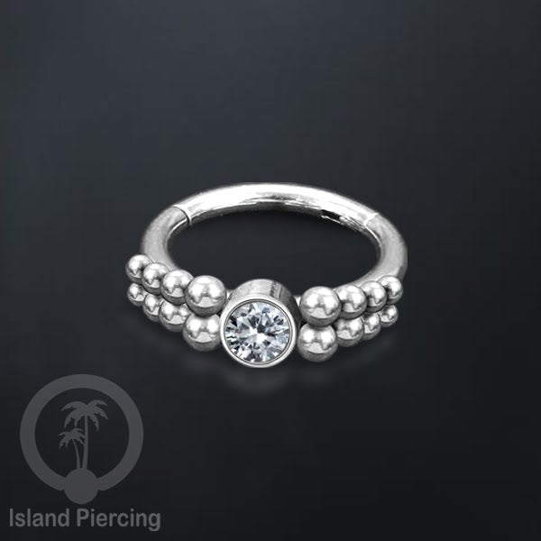 Segment Ring Piercing Stainless warna silver Septum Nose Piercing Anting Tindik Helix dengan batu