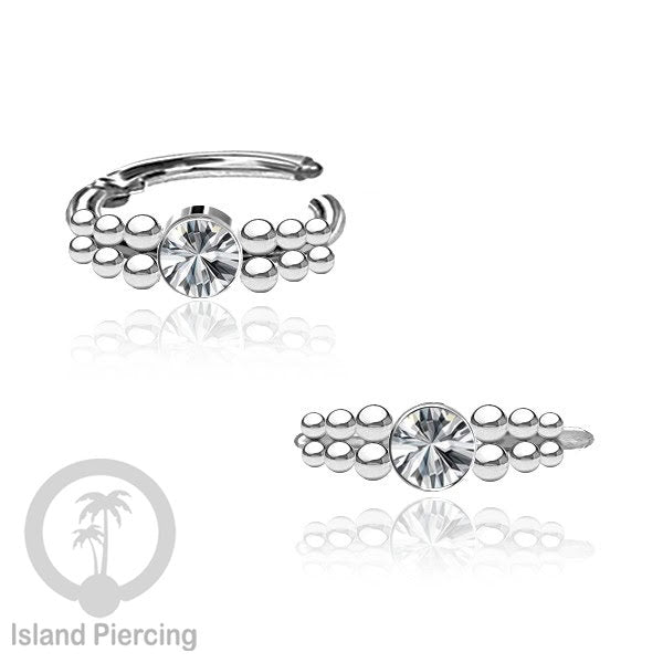 Segment Ring Piercing Stainless warna silver Septum Nose Piercing Anting Tindik Helix dengan batu