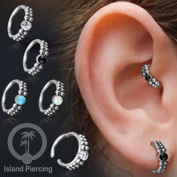 Segment Ring Piercing Stainless warna silver Septum Nose Piercing Anting Tindik Helix dengan batu