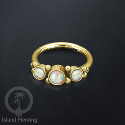 Segment Ring Piercing Stainless warna gold Septum Nose Piercing Anting Tindik Helix dengan 3batu