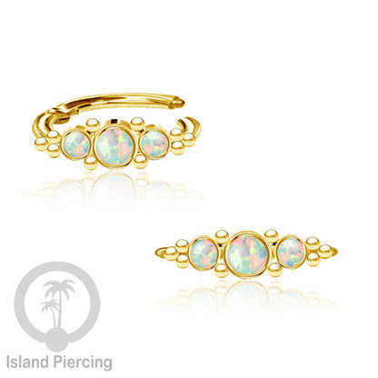 Segment Ring Piercing Stainless warna gold Septum Nose Piercing Anting Tindik Helix dengan 3batu