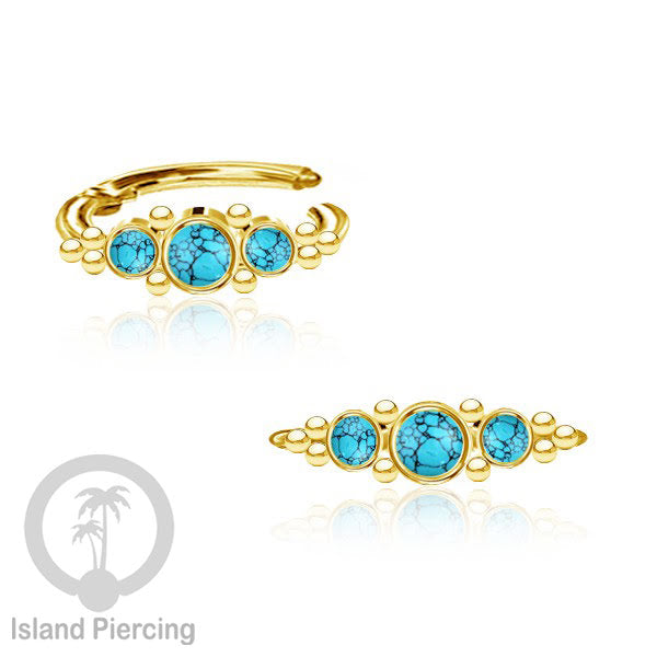 Segment Ring Piercing Stainless warna gold Septum Nose Piercing Anting Tindik Helix dengan 3batu