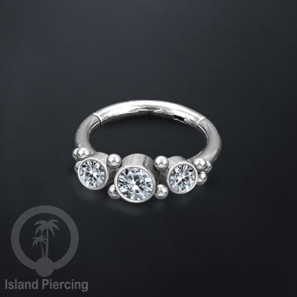 Segment Ring Piercing Stainless warna silver Septum Nose Piercing Anting Tindik Helix dengan 3batu