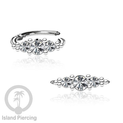 Segment Ring Piercing Stainless warna silver Septum Nose Piercing Anting Tindik Helix dengan 3batu