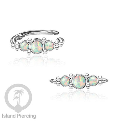 Segment Ring Piercing Stainless warna silver Septum Nose Piercing Anting Tindik Helix dengan 3batu
