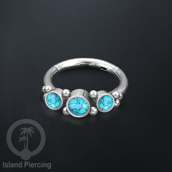 Segment Ring Piercing Stainless warna silver Septum Nose Piercing Anting Tindik Helix dengan 3batu