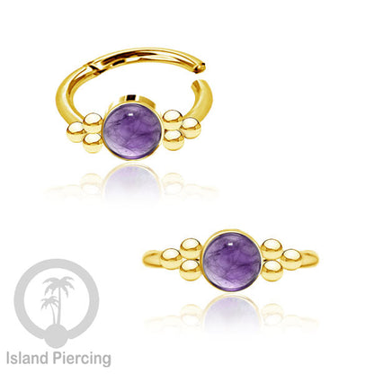 Segment Ring Piercing Stainless warna gold Nose Piercing Anting Tindik Helix dengan 1batu