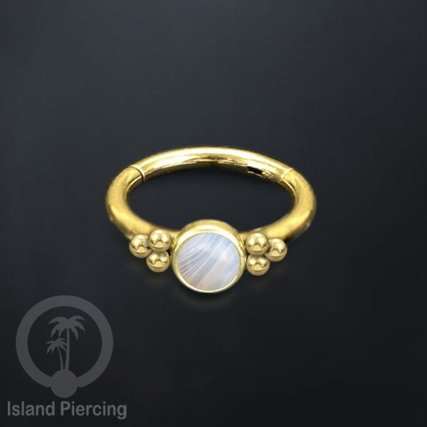Segment Ring Piercing Stainless warna gold Nose Piercing Anting Tindik Helix dengan 1batu