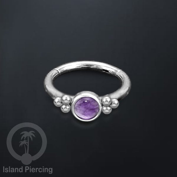 Segment Ring Piercing Stainless warna silver Nose Piercing Anting Tindik Helix dengan 1batu