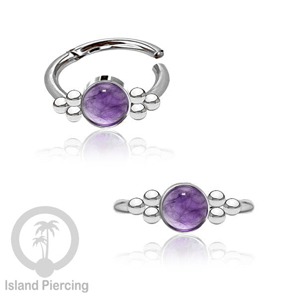 Segment Ring Piercing Stainless warna silver Nose Piercing Anting Tindik Helix dengan 1batu