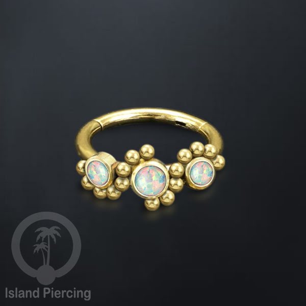 Segment Ring Piercing Stainless warna gold Nose Piercing Anting Tindik Helix dengan 3batu