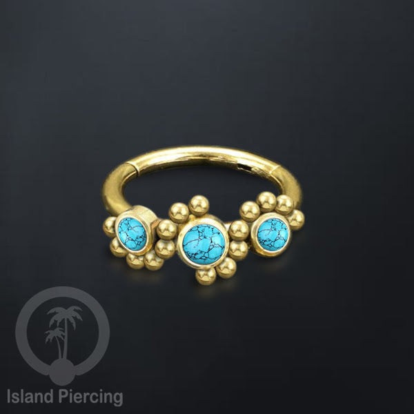 Segment Ring Piercing Stainless warna gold Nose Piercing Anting Tindik Helix dengan 3batu