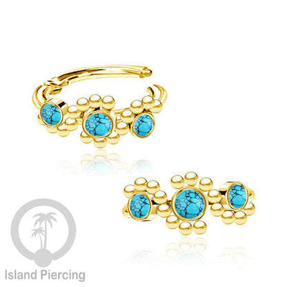 Segment Ring Piercing Stainless warna gold Nose Piercing Anting Tindik Helix dengan 3batu