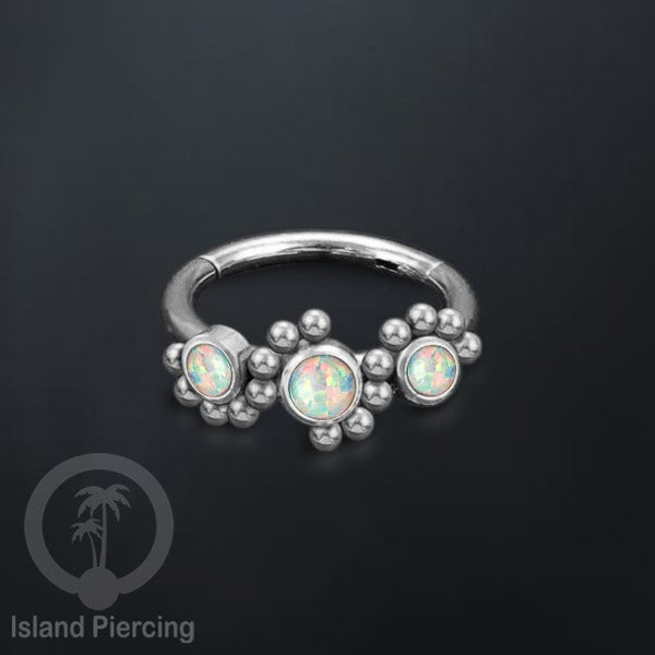 Segment Ring Piercing Stainless warna silver Nose Piercing Anting Tindik Helix dengan 3batu