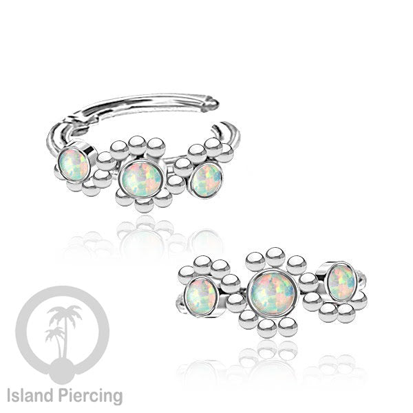 Segment Ring Piercing Stainless warna silver Nose Piercing Anting Tindik Helix dengan 3batu