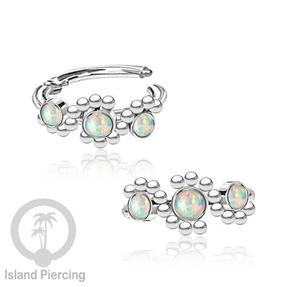 Segment Ring Piercing Stainless warna silver Nose Piercing Anting Tindik Helix dengan 3batu