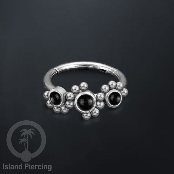 Segment Ring Piercing Stainless warna silver Nose Piercing Anting Tindik Helix dengan 3batu