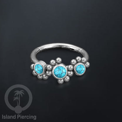Segment Ring Piercing Stainless warna silver Nose Piercing Anting Tindik Helix dengan 3batu