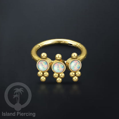 Segment Ring Piercing Stainless warna gold Septum Piercing Anting Tindik Helix dengan 3batu