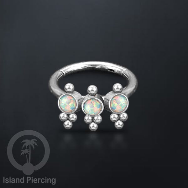 Segment Ring Piercing Stainless warna silver Septum Piercing Anting Tindik Helix dengan 3 batu