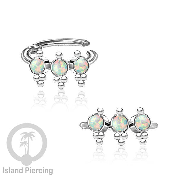 Segment Ring Piercing Stainless warna silver Septum Piercing Anting Tindik Helix dengan 3 batu