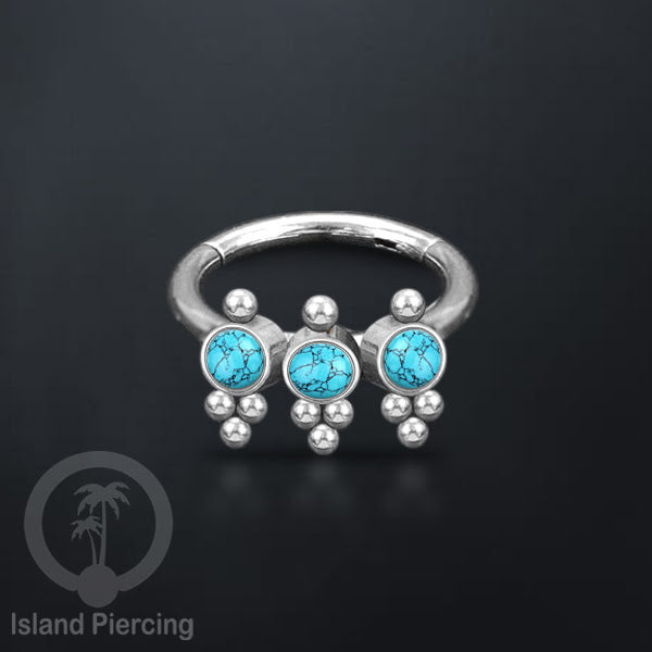 Segment Ring Piercing Stainless warna silver Septum Piercing Anting Tindik Helix dengan 3 batu