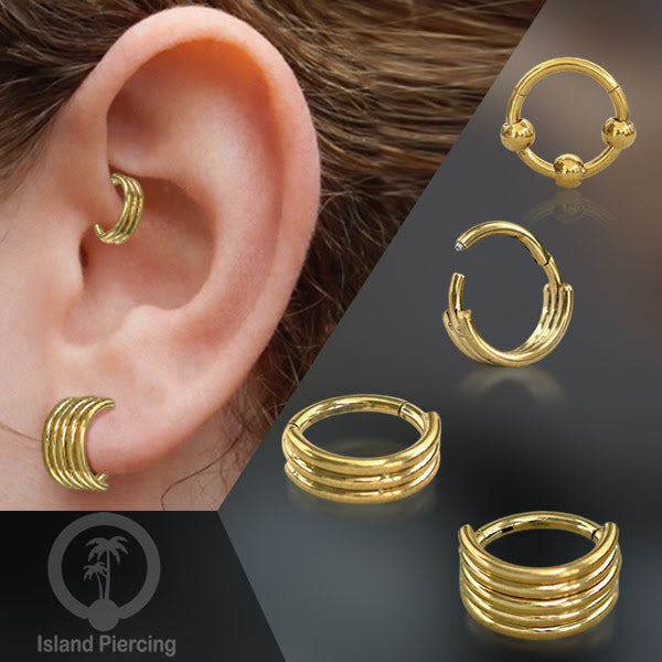 Hinged Segment Ring Anting Tindik Stainless warna gold Piercing Tragus, Helix, Septum
