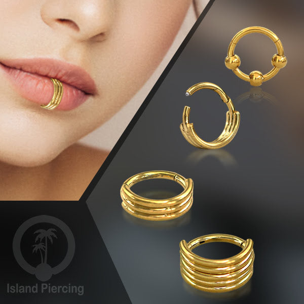 Hinged Segment Ring Anting Tindik Stainless warna gold Piercing Tragus, Helix, Septum
