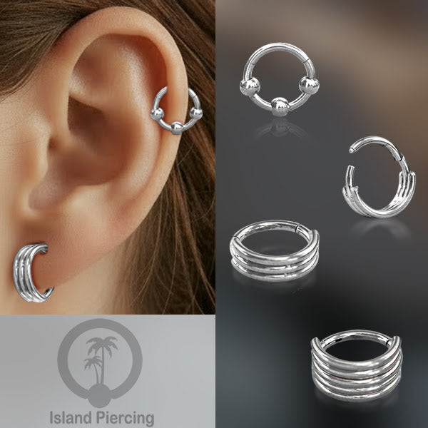 Hinged Segment Ring Anting Tindik Stainless Piercing Tragus, Daith, Helix, Septum warna silver