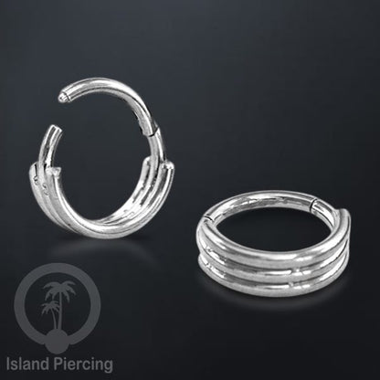 Hinged Segment Ring Anting Tindik Stainless Piercing Tragus, Daith, Helix, Septum warna silver