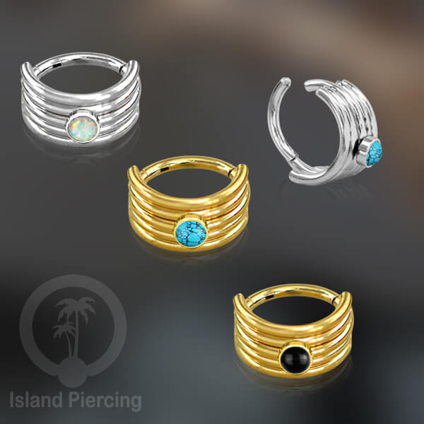 Hinged Segment Ring Anting Tindik Stainless Piercing Tragus, Helix, Septum dengan batu