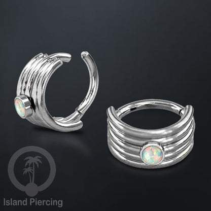 Hinged Segment Ring Anting Tindik Stainless Piercing Tragus, Helix, Septum dengan batu