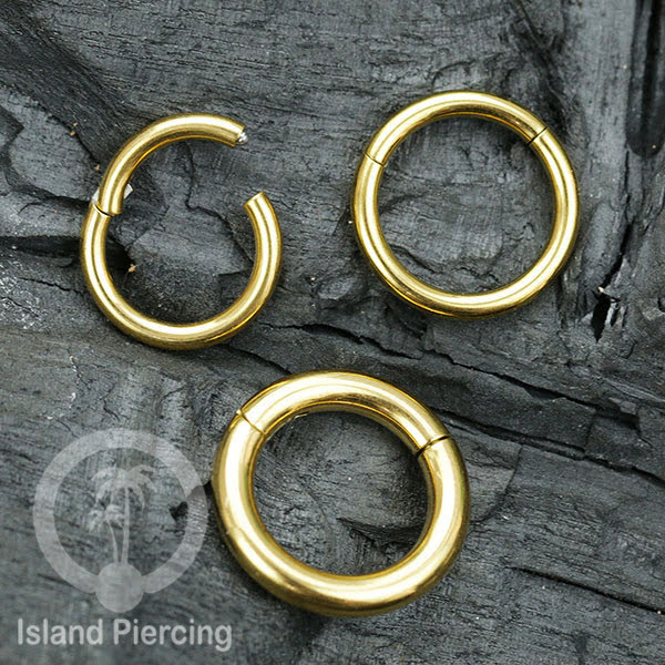 Anting stainless piercing hinged segment ring tebal 2&amp;3mm warna silver,gold,hitam