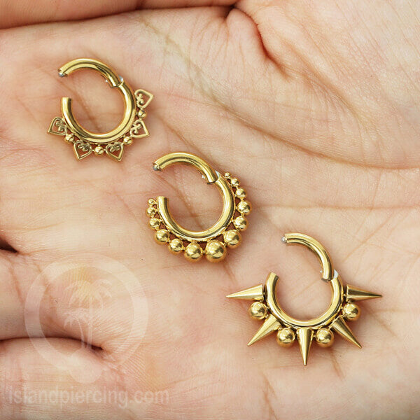 Hinged Segment piercing ukuran 2mm, anting piercing stainless warna emas