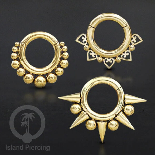 Hinged Segment piercing ukuran 2mm, anting piercing stainless warna emas