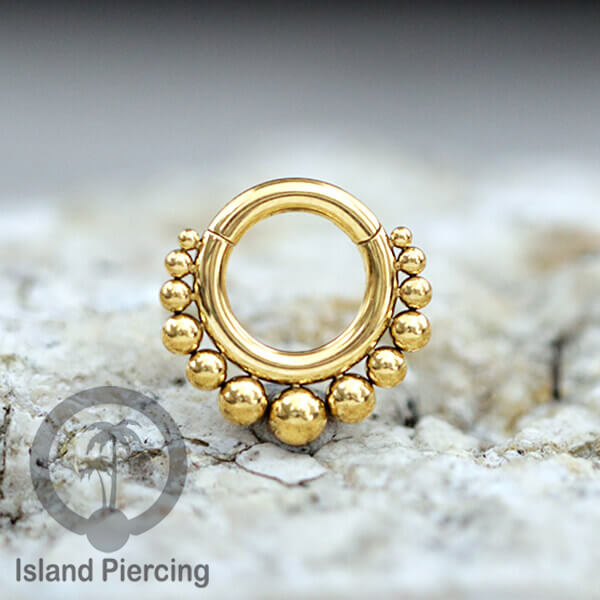 Hinged Segment piercing ukuran 2mm, anting piercing stainless warna emas