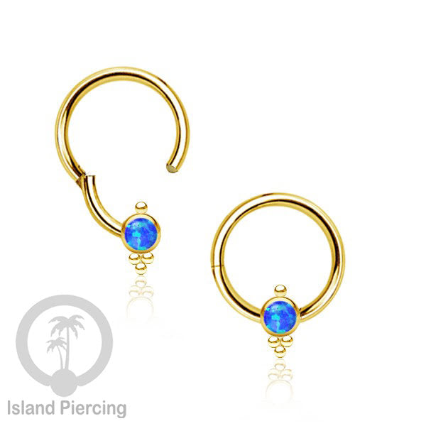 Hinged Segment Ring Anting Stainless warna gold Tindik Lip Piercing Septum dengan batu