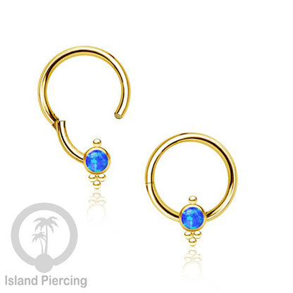 Hinged Segment Ring Anting Stainless warna gold Tindik Lip Piercing Septum dengan batu