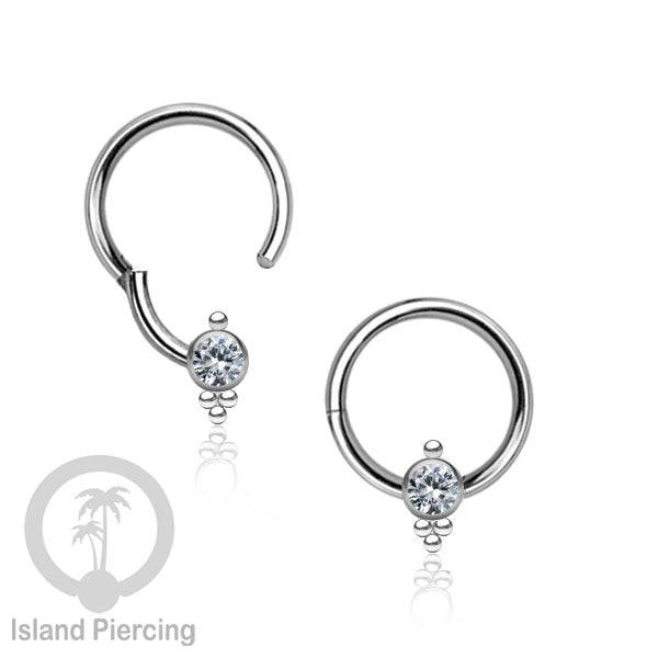 Hinged Segment Ring Bibir Stainless Tindik Lip Piercing Septum kristal zirconia warna silver