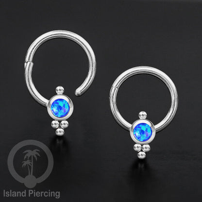 Hinged Segment Ring Bibir Stainless warna silver Tindik Lip Piercing dengan batu