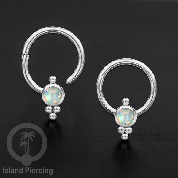 Hinged Segment Ring Bibir Stainless warna silver Tindik Lip Piercing dengan batu