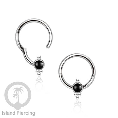 Hinged Segment Ring Bibir Stainless warna silver Tindik Lip Piercing dengan batu